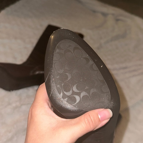 Coach Millie signature embossed leather boots in chestnut. - Picture 4 of 6